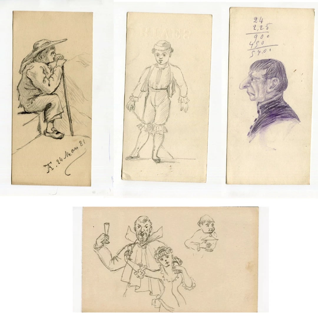 Couple, Portrait, People Drawing Vintage Pencil Original Artwork Sketch x4 (1 of 5)