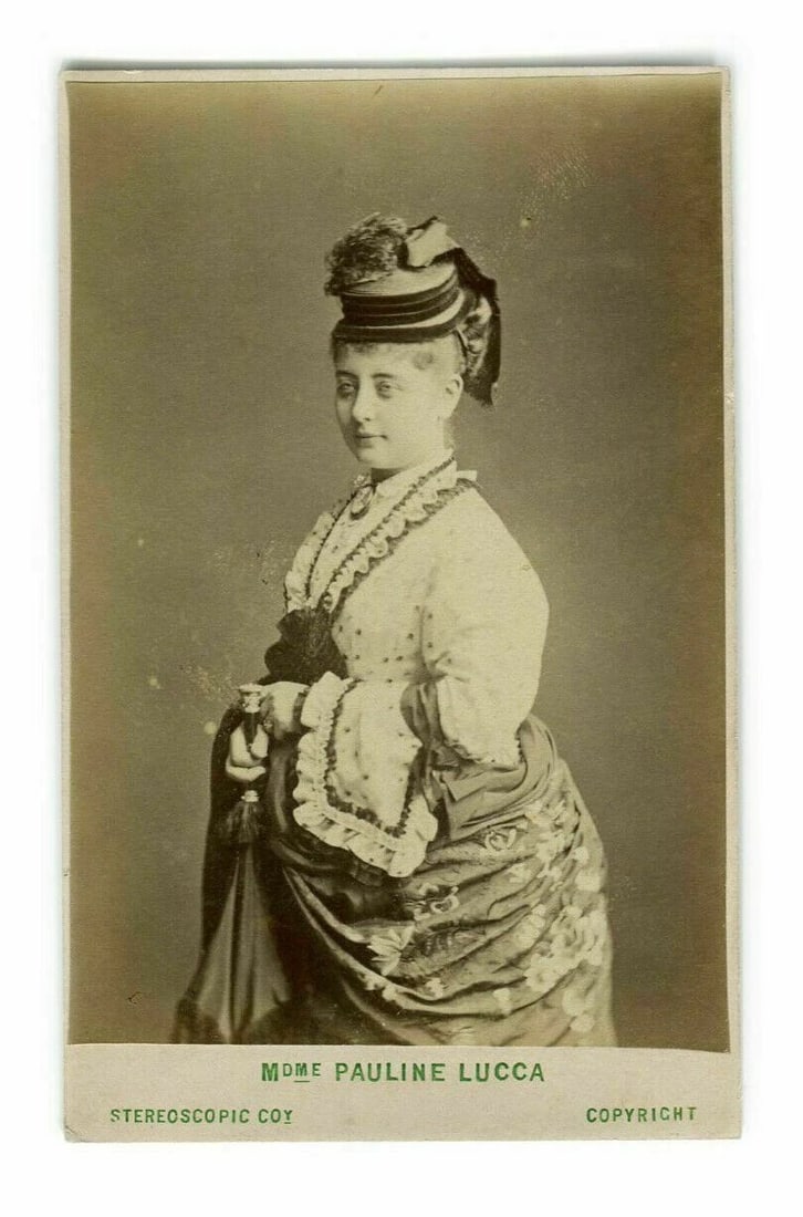 1870 Pauline Lucca, Austrian Soprano – London Stereoscopic CDV Photo: Albumen print stick on cardboard Size: 6,5 x 10,5 cm Reserve: $99.00 Shipping: Domestic: Flat-rate of $25.00 to anywhere within the contiguous U.S. International: Foreign shipping rates are determined