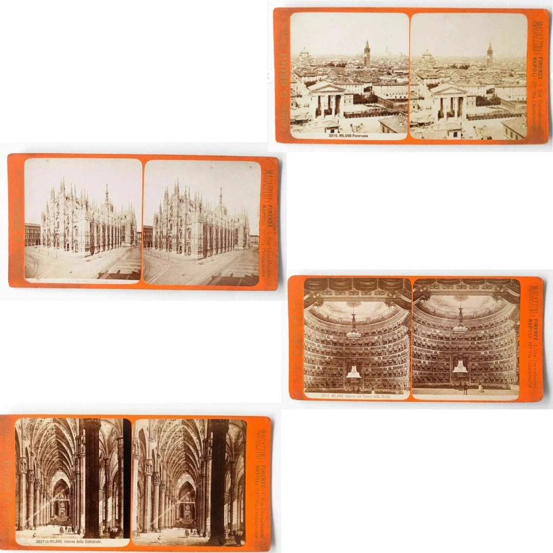 G.BROGI - Milano, Italy c. 1880 Vintage Stereoview Photograph x4 (1 of 9)