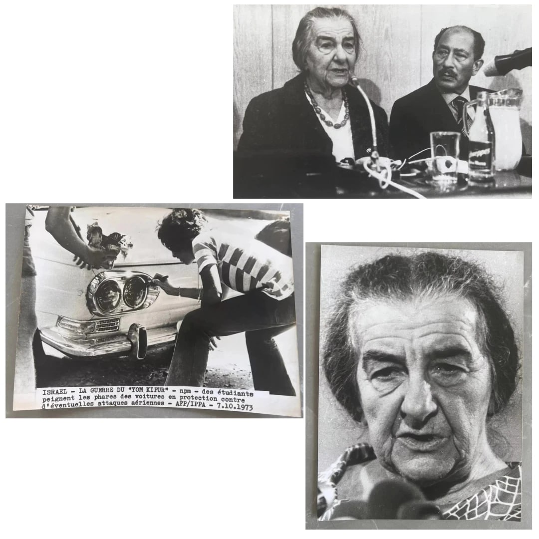 Vintage Photograph Press Photo A.F.P - Golda Meir, Sadate President, Yom Kippour: Vintage Silver Gelatin photograph 24 x 17.5 cm / 9.44 x 6.88 inches 23.5 x 27.5 cm / 9.25 x 10.82 inches 24 x 17.5 cm / 9.44 x 6.88 inches Reserve: $80.00 Shipping: Domestic: Flat-rate of $22.00 to