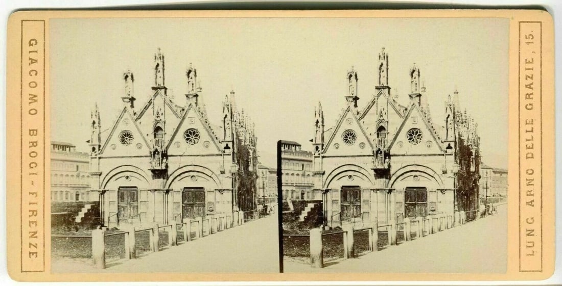 Vintage Stereoview Photograph Giacomo BROGI - Pisa, Duomo, Italie c. 1870 x4 - 2