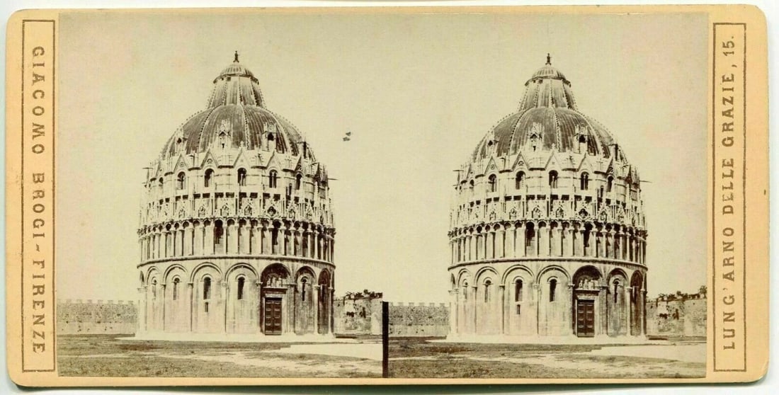 Vintage Stereoview Photograph Giacomo BROGI - Pisa, Duomo, Italie c. 1870 x4 - 3