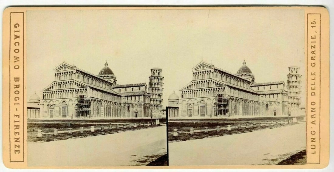 Vintage Stereoview Photograph Giacomo BROGI - Pisa, Duomo, Italie c. 1870 x4 - 4