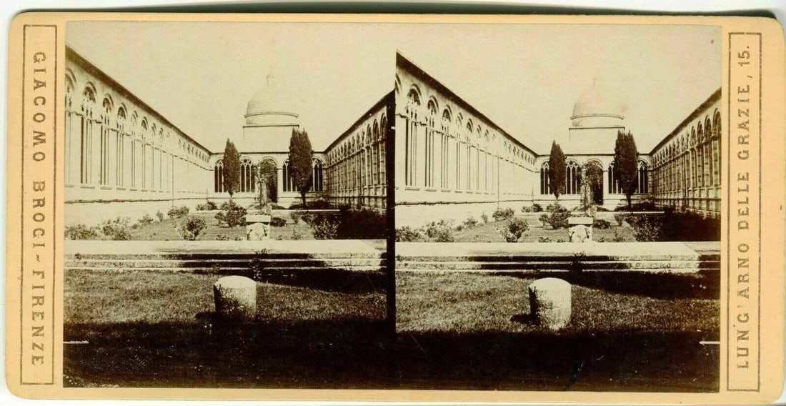 Vintage Stereoview Photograph Giacomo BROGI - Pisa, Duomo, Italie c. 1870 x4 - 5