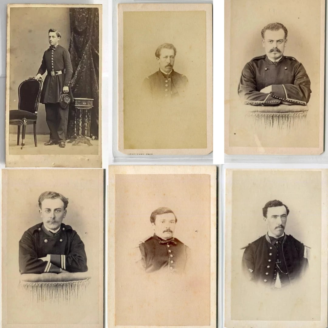 Antique CDV Photographs Military Man Portraits x 6: Dimension: Approx 6.3 x 10.3cm Reserve: $150.00 Shipping: Domestic: Flat-rate of $22.00 to anywhere within the contiguous U.S. International: Foreign shipping rates are determined by destination.