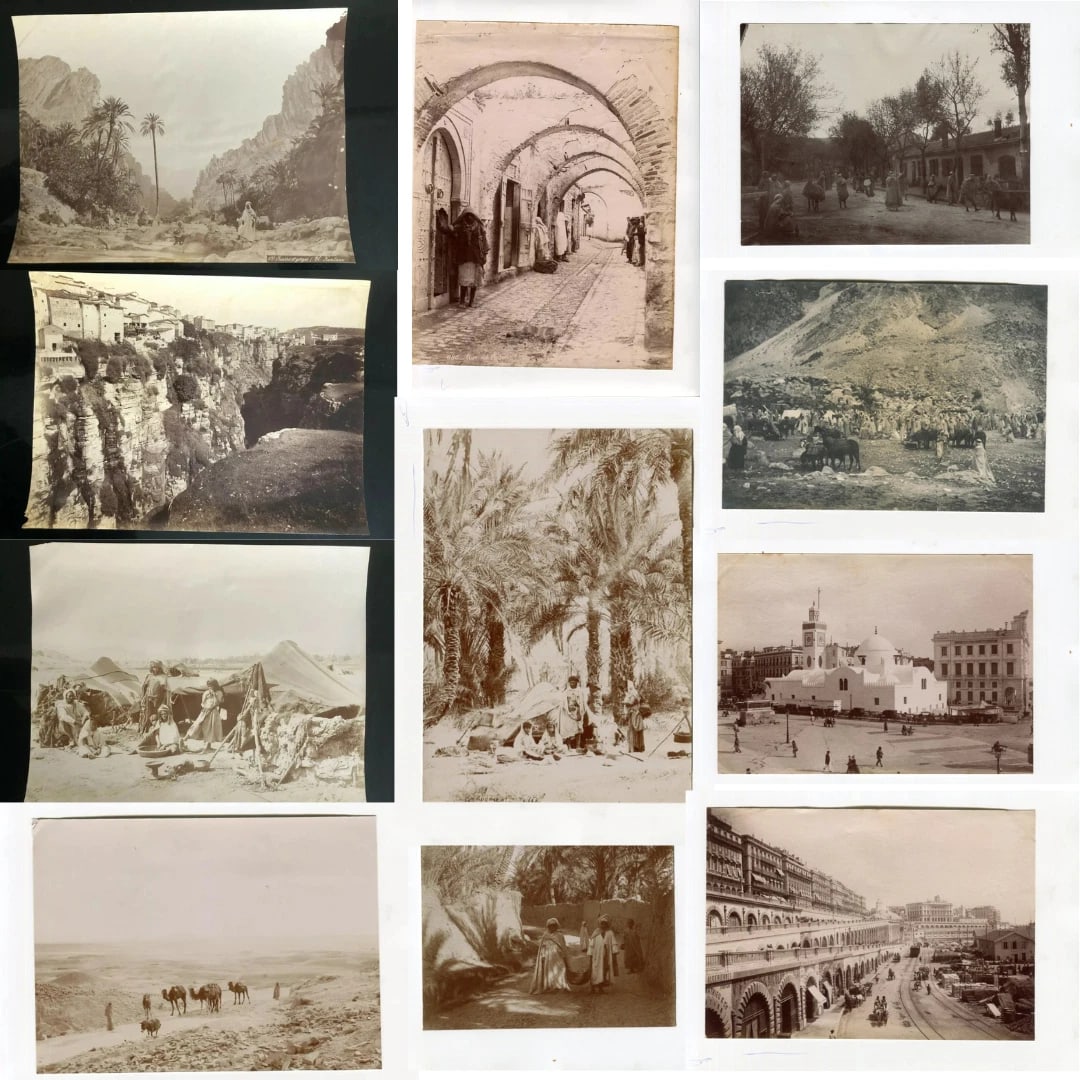 Photographs Orientalism Algeria, Mosque, Mountain, People x12: 18 x 25 cm / 7.08 x 9.84 inches stains, folds Reserve: $200.00 Shipping: Domestic: Flat-rate of $22.00 to anywhere within the contiguous U.S. International: Foreign shipping rates are determined by