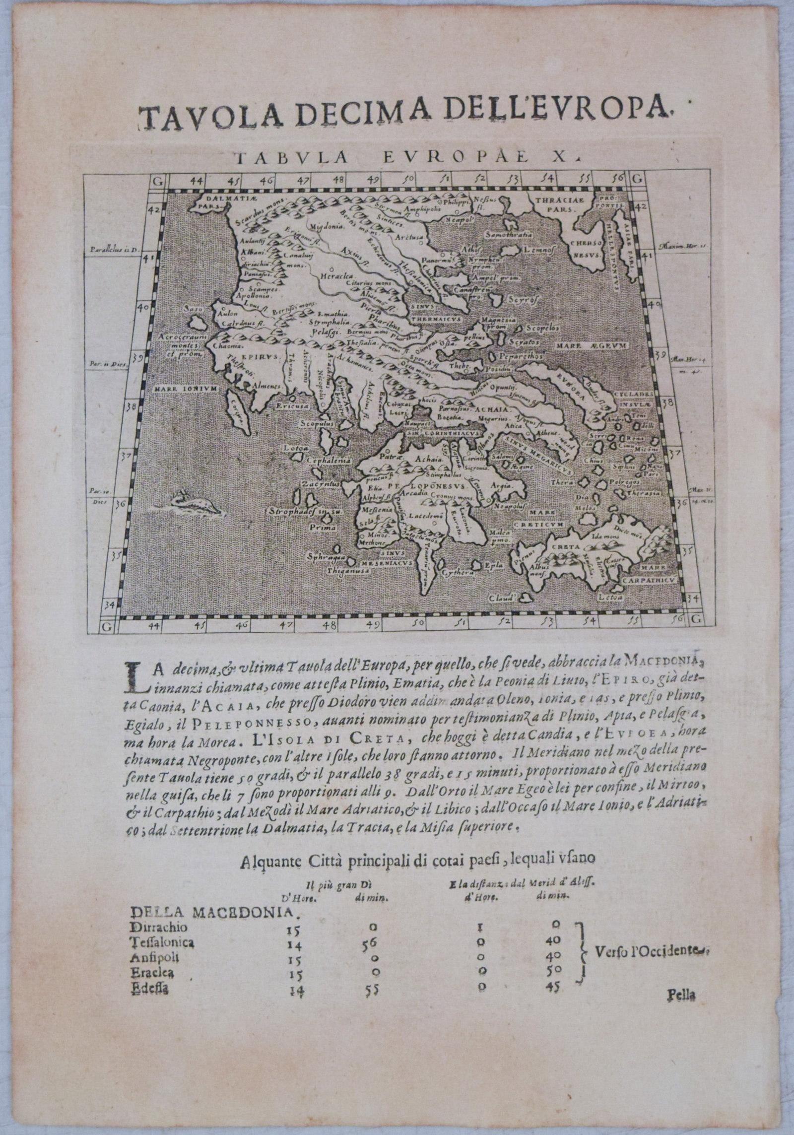 1597 Magini Map of Greece and Balkans on Two Sides -- Tabula Europae IX [verso] Tabula Europae X - 2