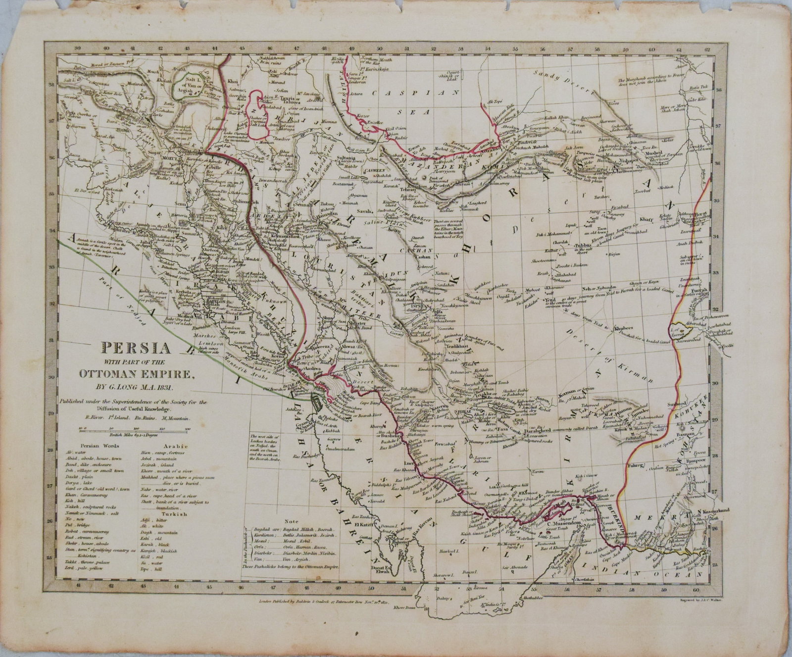 1831 SDUK Map of Today's Iran and Iraq -- Persia with Part of the Ottoman Empire (1 of 1)