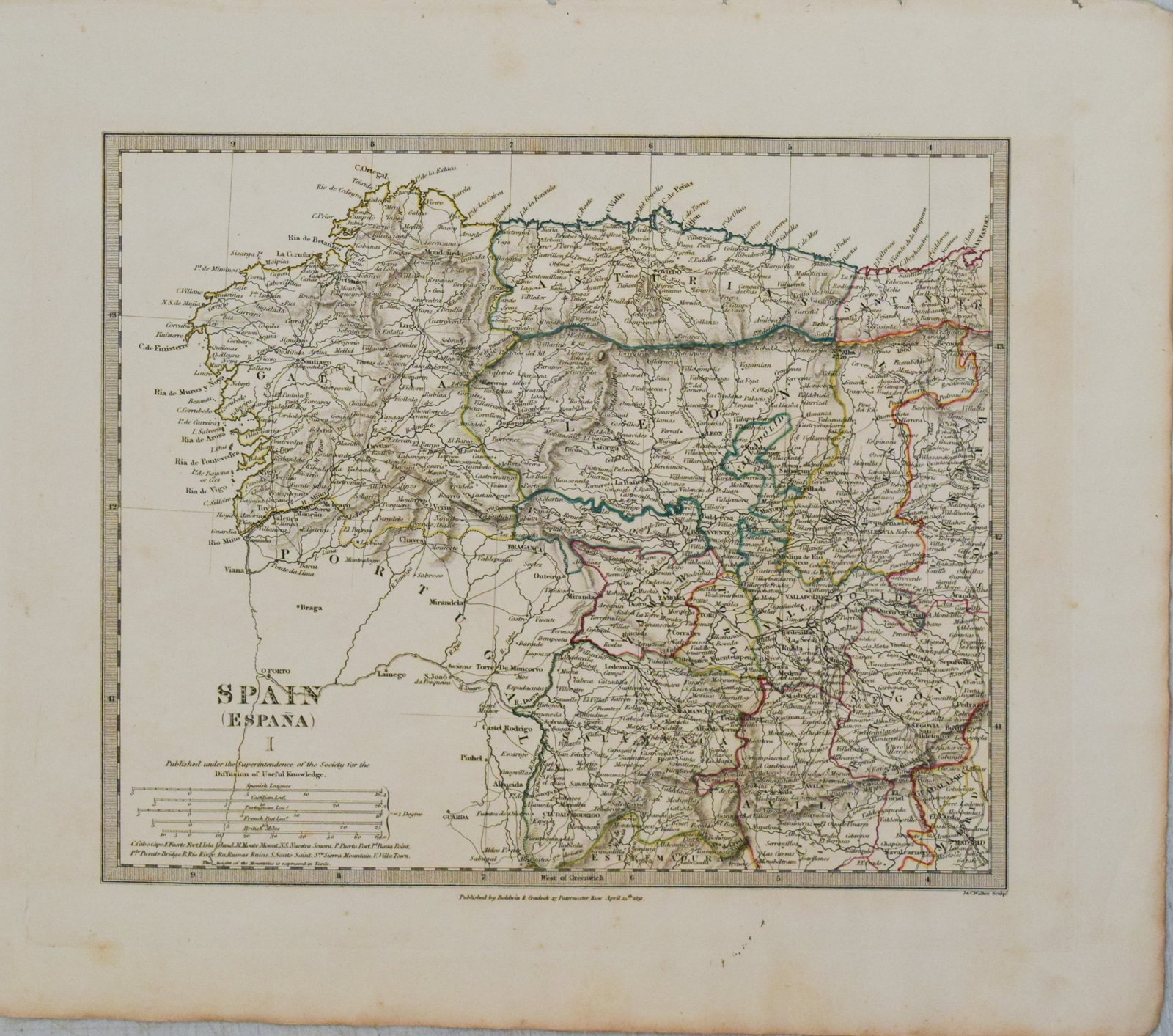 1831 SDUK Map of Northwest Spain -- Spain (Espana) I (1 of 1)