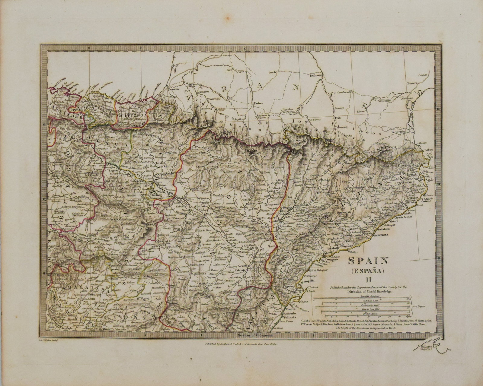 1831 SDUK Map of Northeast Spain -- Spain (Espana) II (1 of 1)