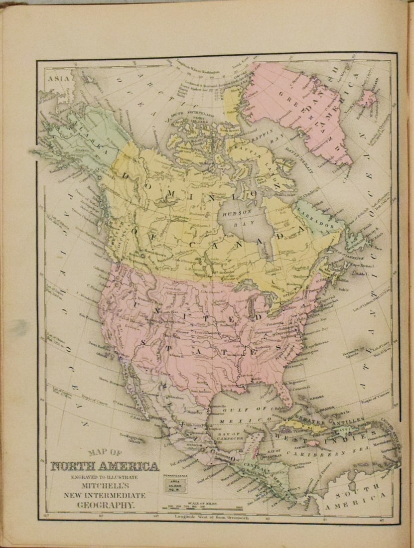 1891 Mitchell Map of North America -- Map of North America…. (1 of 1)