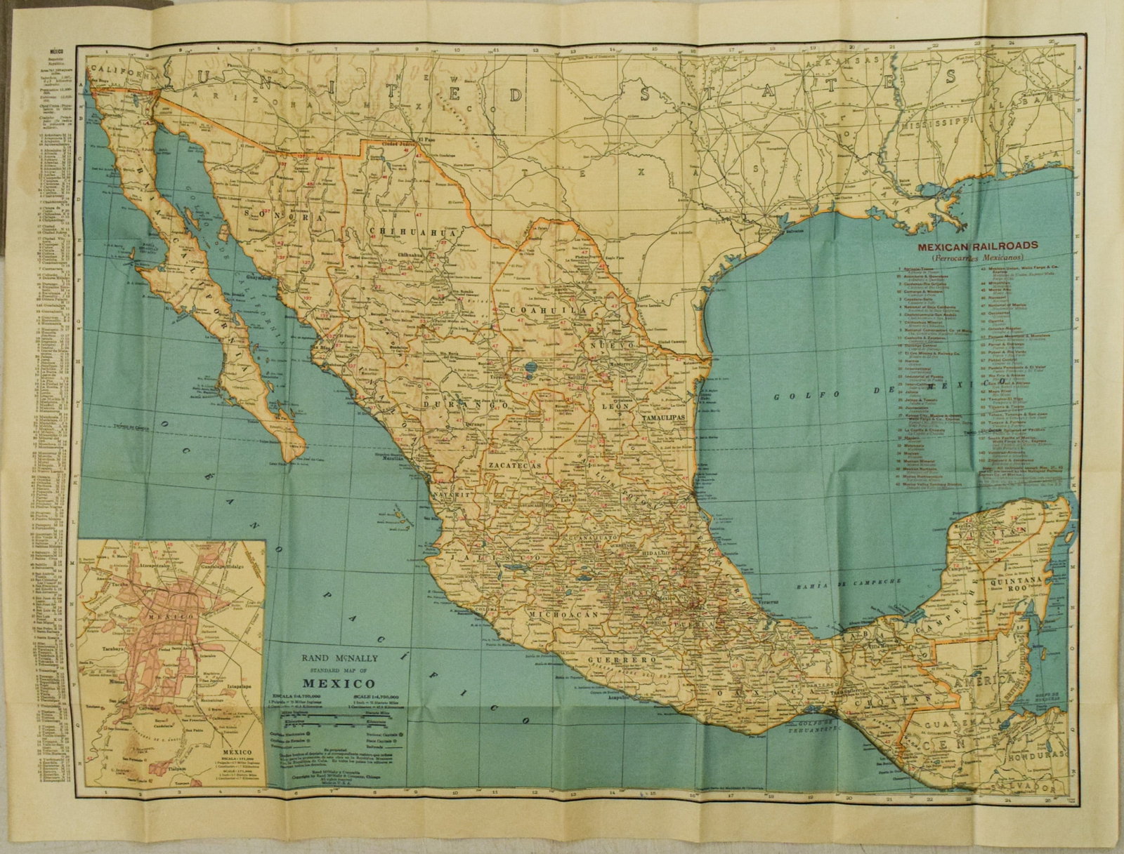 1910s Rand McNally Map of Mexico -- Rand McNally Standard Map of Mexico (1 of 1)