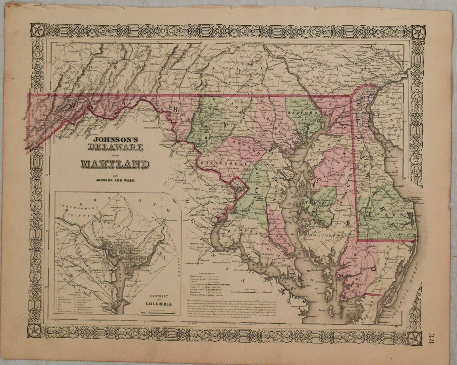 1866 Johnson Map of Maryland and Delaware -- Johnson's Delaware and Maryland (1 of 1)