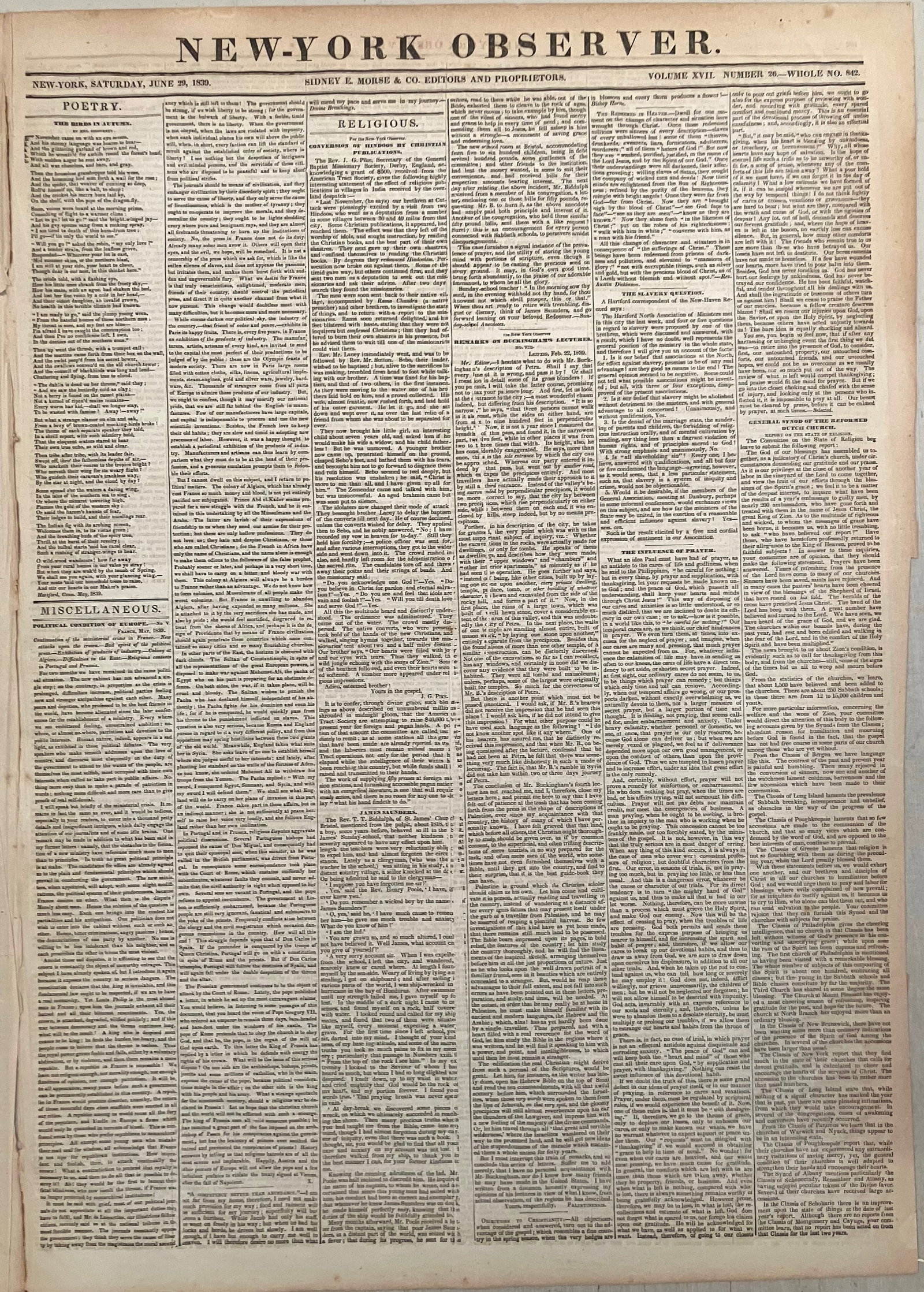 1839 New-York Observer Map of Connecticut- -- Connecticut - 2