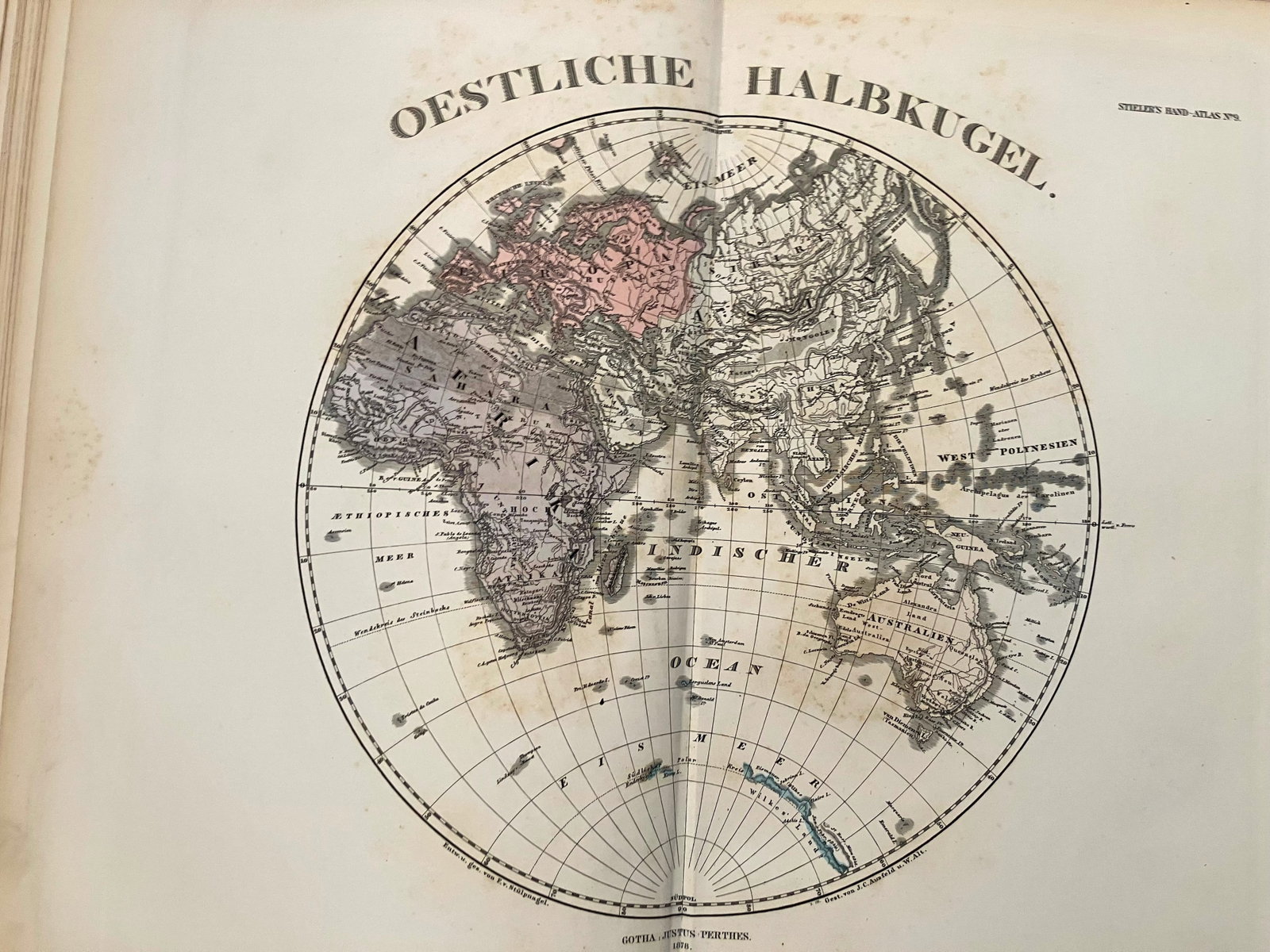 1878 Stieler Map of Eastern Hemisphere -- Oestliche Halbkugel (1 of 1)