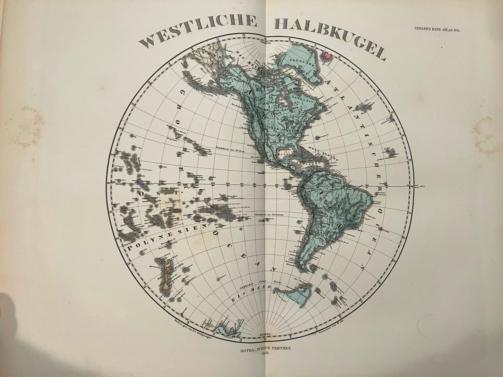 1878 Stieler Map of Western Hemisphere -- Oestliche Halbkugel (1 of 1)