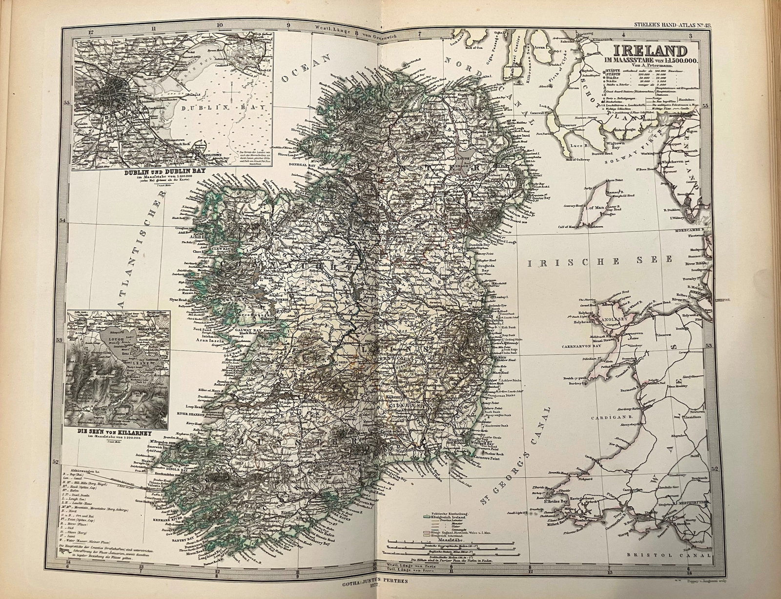 1877 Stieler Map of Ireland -- Ireland (1 of 1)
