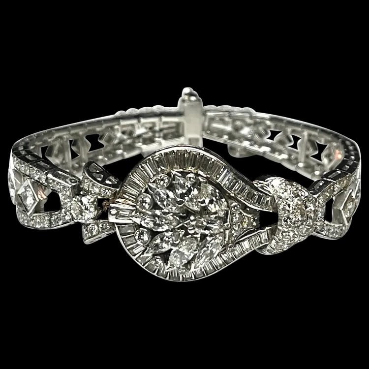 Incredible Estate Diamond and Platinum Hamilton Bracelet/ Hidden Watch (1 of 20)