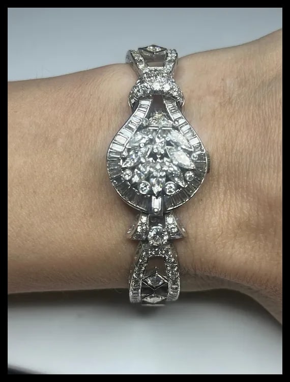 Incredible Estate Diamond and Platinum Hamilton Bracelet/ Hidden Watch - 20