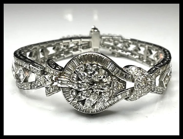 Incredible Estate Diamond and Platinum Hamilton Bracelet/ Hidden Watch - 2