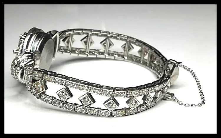 Incredible Estate Diamond and Platinum Hamilton Bracelet/ Hidden Watch - 5