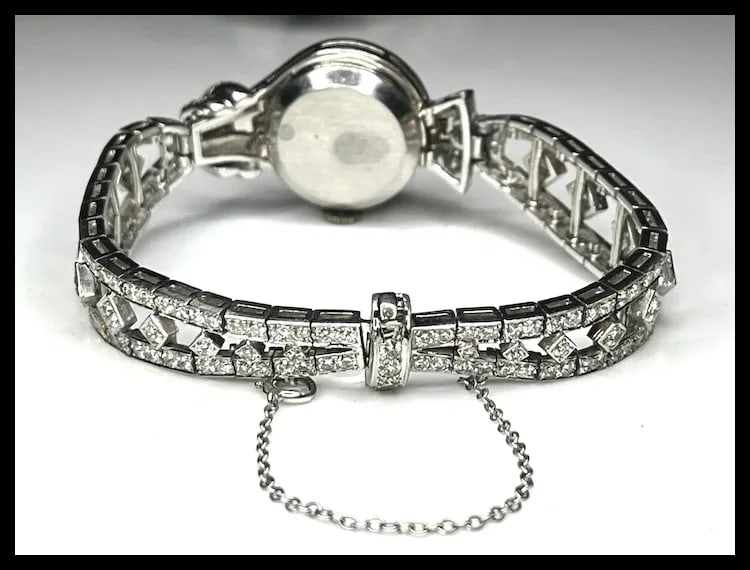 Incredible Estate Diamond and Platinum Hamilton Bracelet/ Hidden Watch - 6