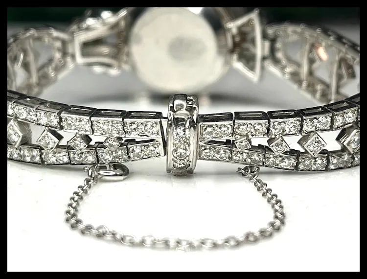 Incredible Estate Diamond and Platinum Hamilton Bracelet/ Hidden Watch - 9