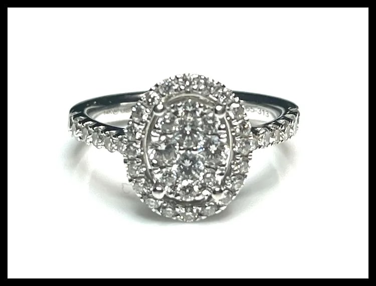 14k White Gold 1 Carat Diamond Cluster Ring - 2