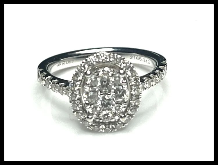14k White Gold 1 Carat Diamond Cluster Ring - 3