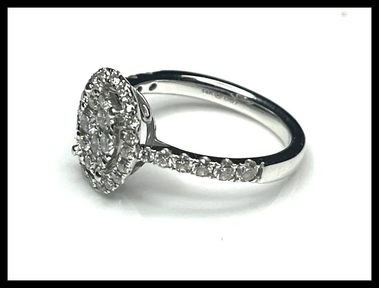 14k White Gold 1 Carat Diamond Cluster Ring - 4