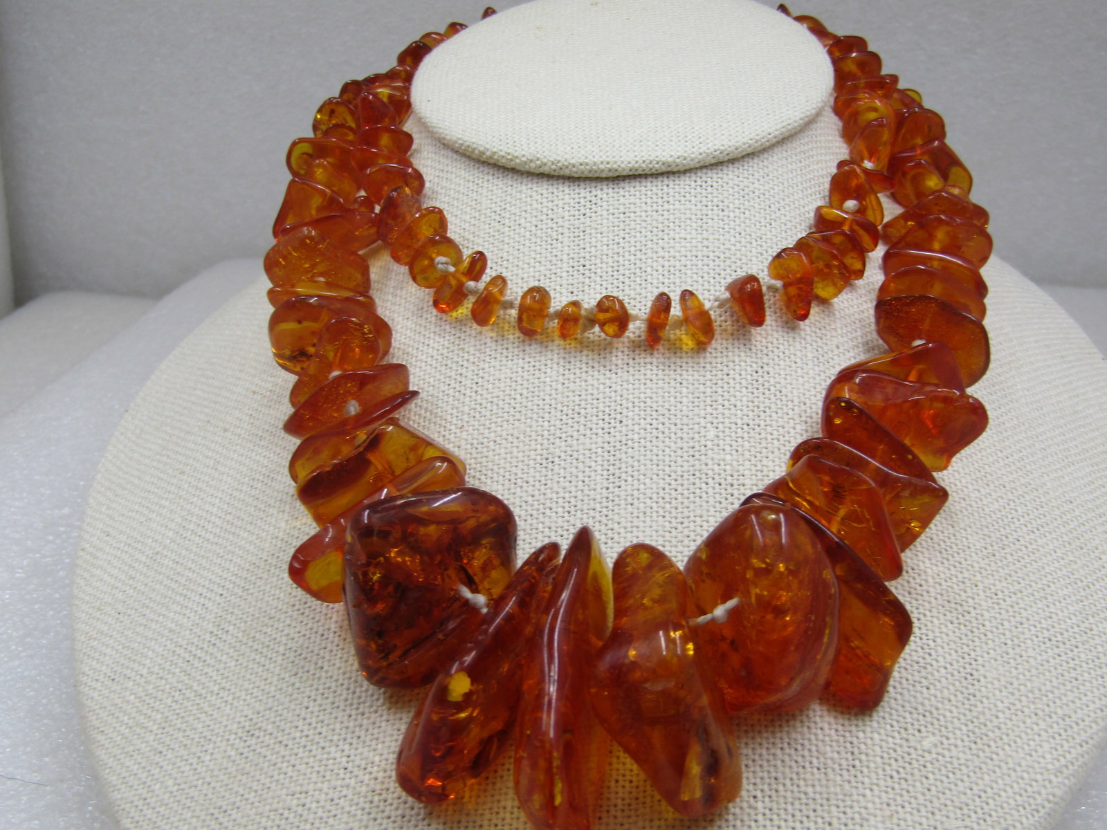 Vintage Graduated Honey Amber Necklace, Knotted, 28", Baltic - 4