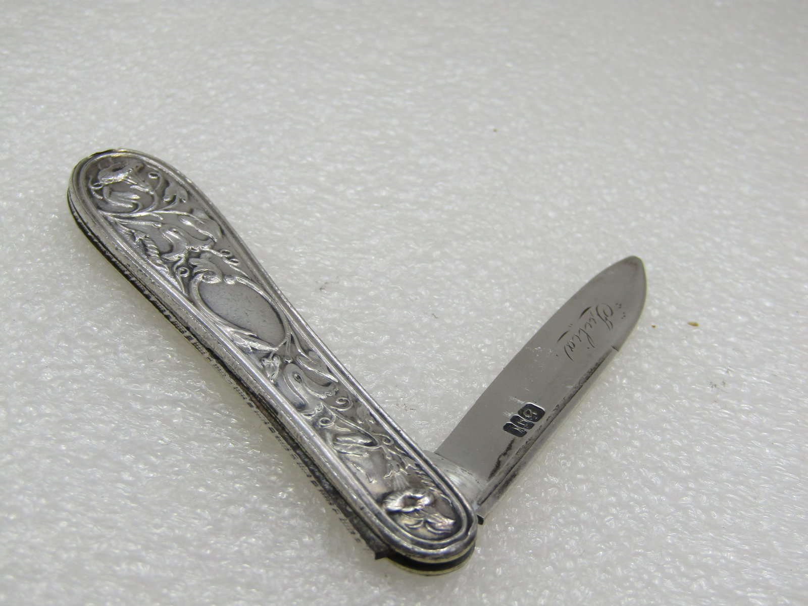 Antique Sterling Silver Art Nouveau Folding Knife , 5.5" Open - 2