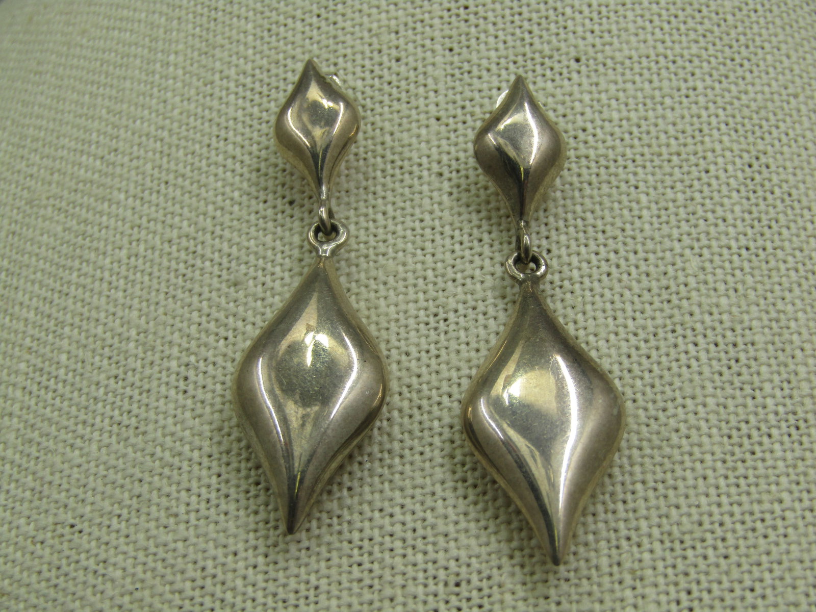Vintage Sterling Pointed Stud & Drop Earrings, Pierced, 2" - 2