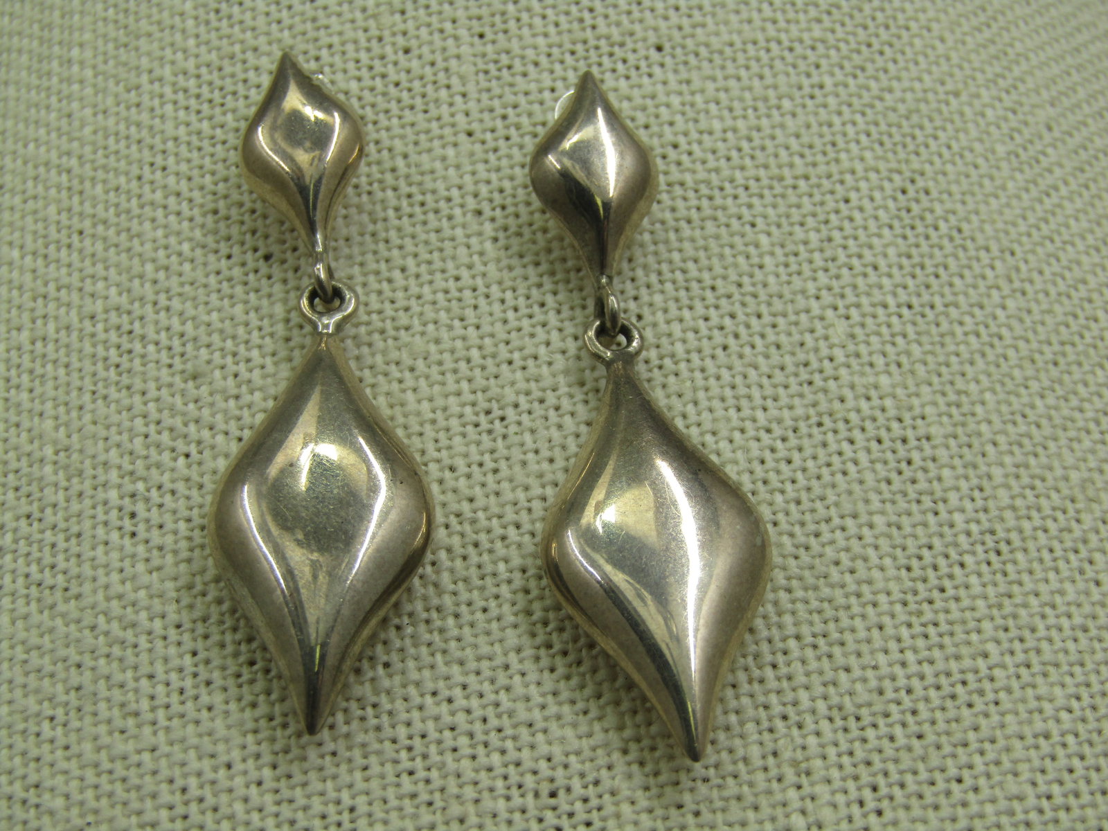 Vintage Sterling Pointed Stud & Drop Earrings, Pierced, 2" - 3