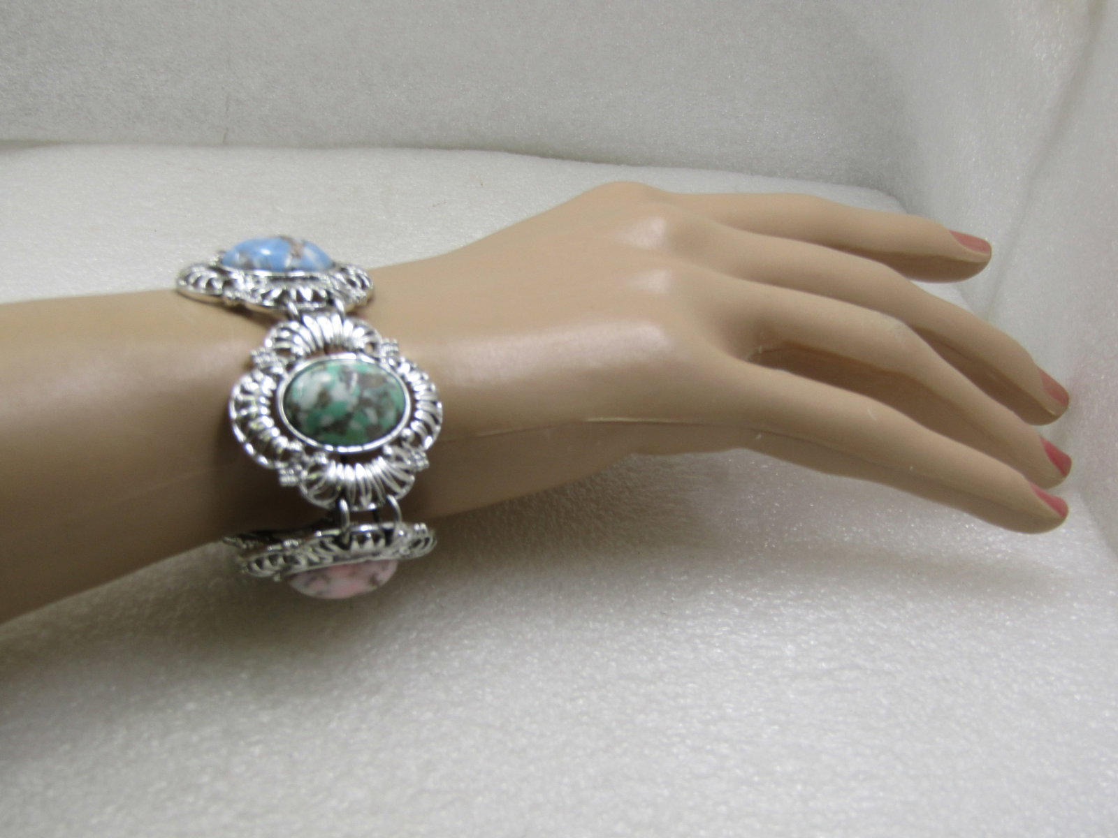 Vintage Faux Agate Bracelet, Sarah Coventry, 8", 1960's-1970's - 3