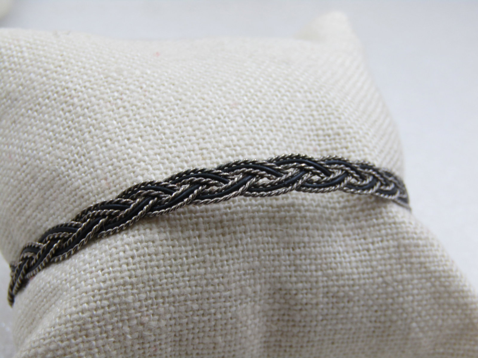 Vintage Silver Plated Braided Cuff Bracelet, with Hook Clasp. - 2