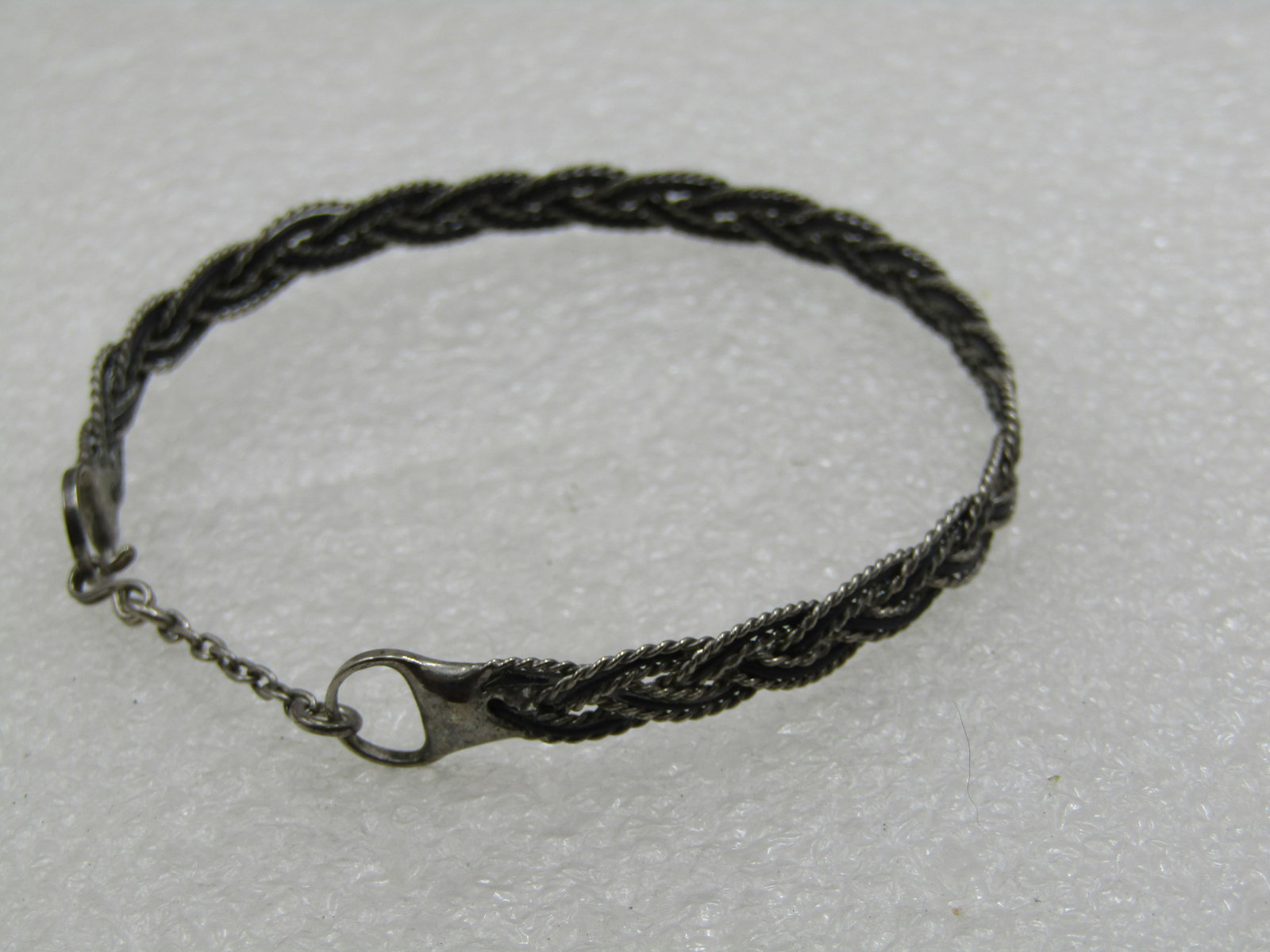 Vintage Silver Plated Braided Cuff Bracelet, with Hook Clasp. - 5