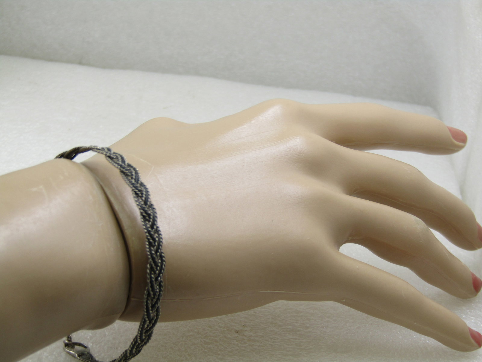 Vintage Silver Plated Braided Cuff Bracelet, with Hook Clasp. - 8