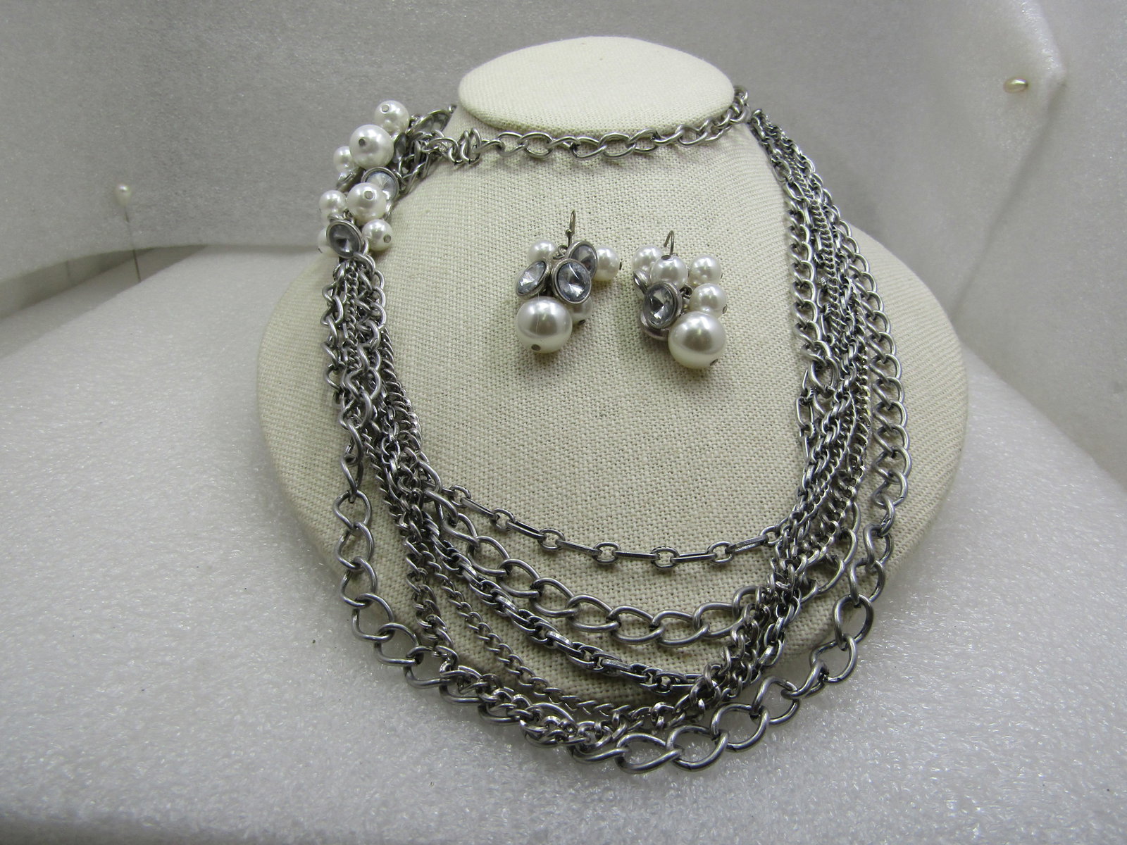 Premier Design Faux Pearl & Clear Rhinestone Necklace Earrings Set, 36" - 3