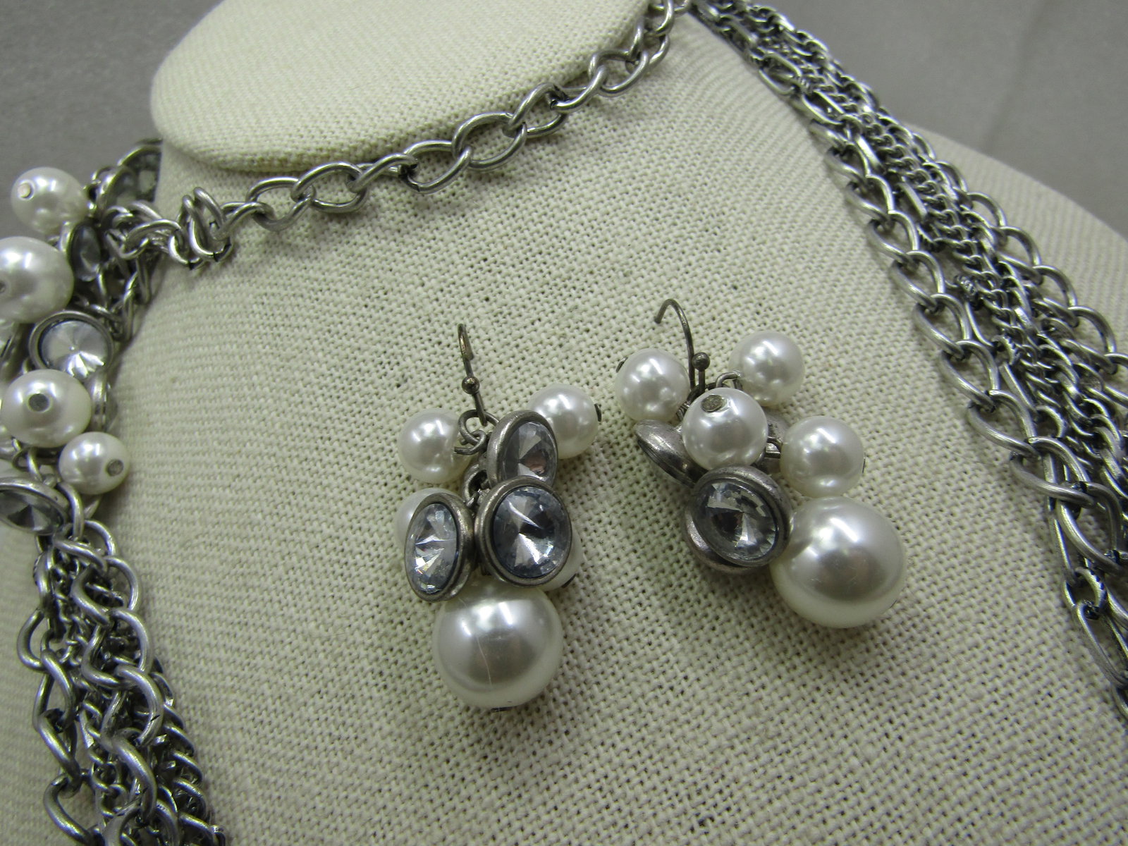 Premier Design Faux Pearl & Clear Rhinestone Necklace Earrings Set, 36" - 4