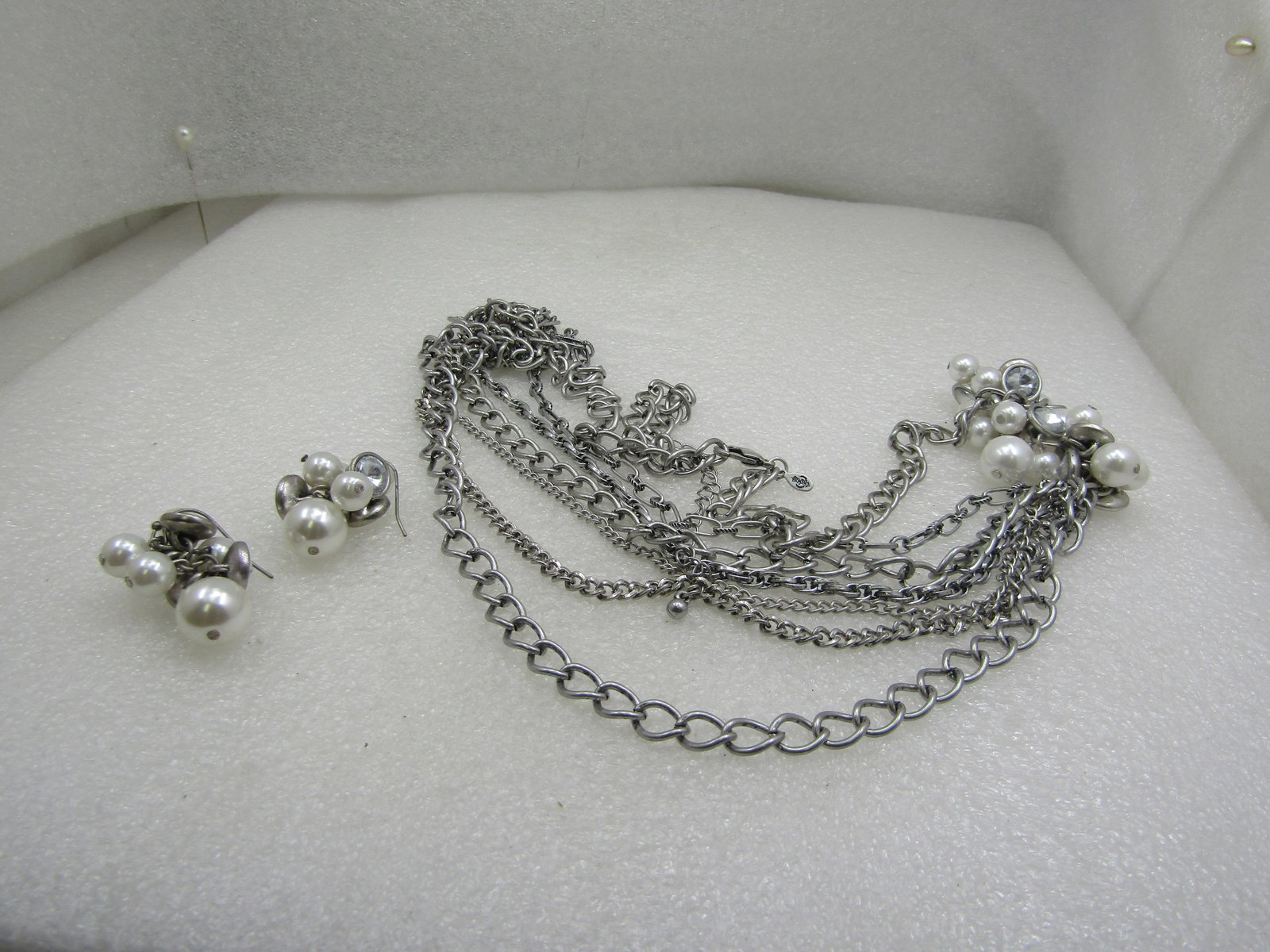 Premier Design Faux Pearl & Clear Rhinestone Necklace Earrings Set, 36" - 6