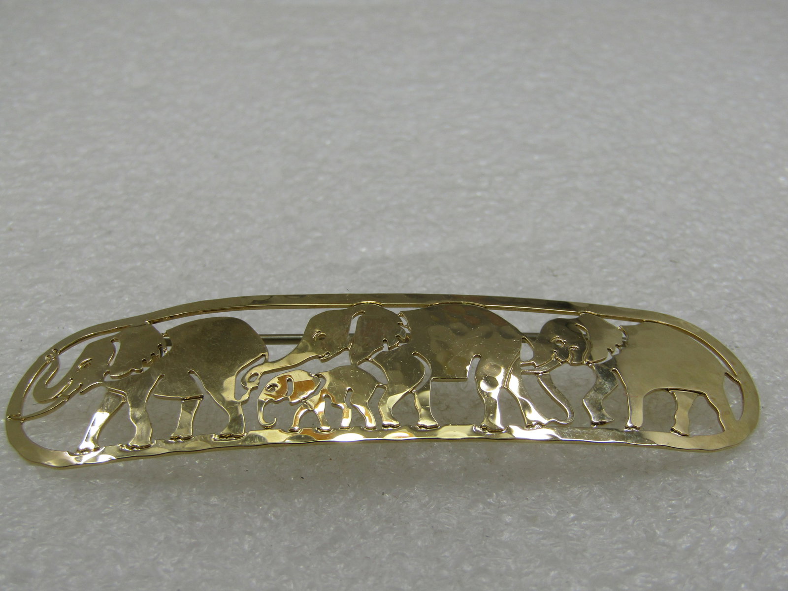 Vintage Elephant Brooch Signed Wild Bryde, Cut-Out, 3" by 3/4" - 2