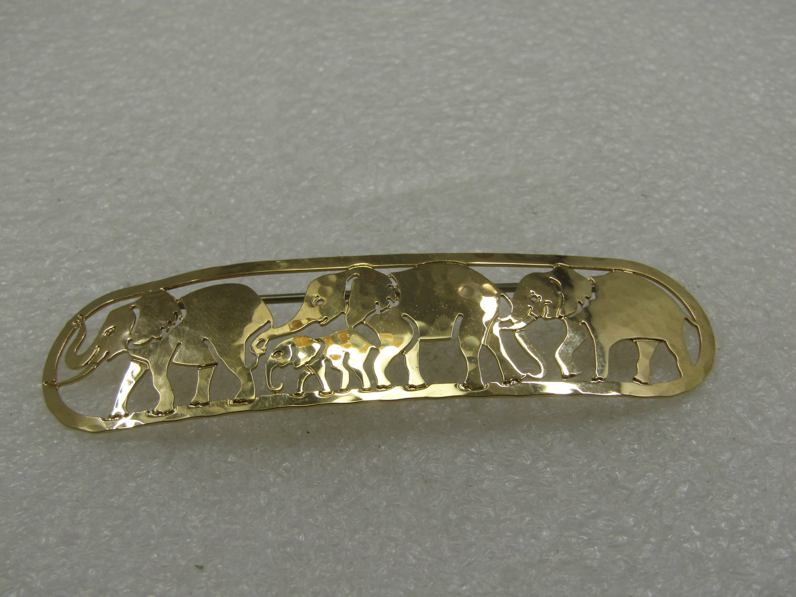 Vintage Elephant Brooch Signed Wild Bryde, Cut-Out, 3" by 3/4" - 3