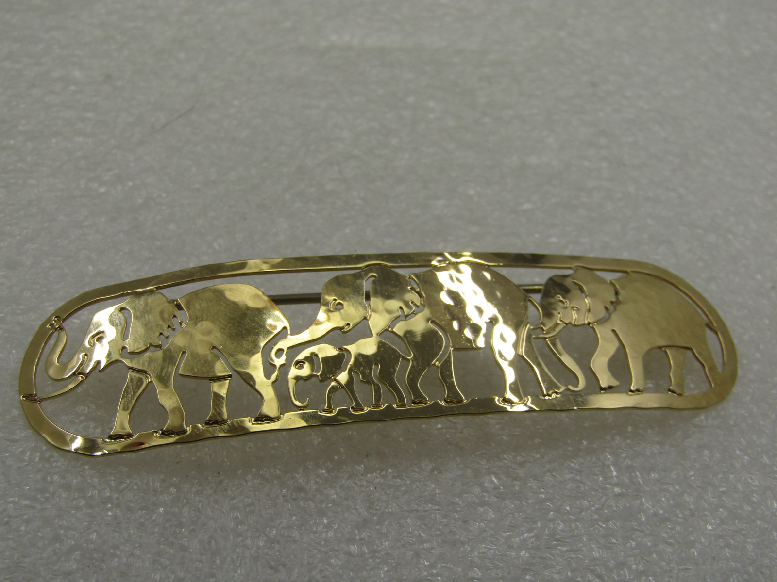 Vintage Elephant Brooch Signed Wild Bryde, Cut-Out, 3" by 3/4" - 4