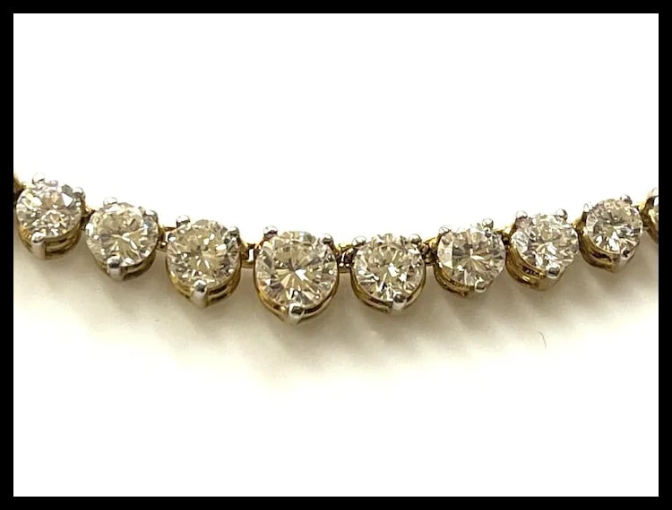 Estate 8.50 Carat Diamond 14k Yellow Gold Tennis Necklace - 10