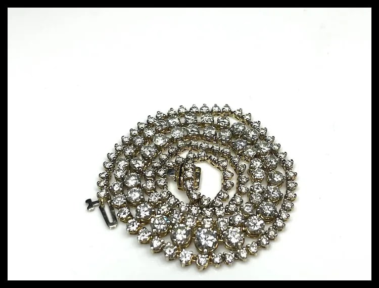 Estate 8.50 Carat Diamond 14k Yellow Gold Tennis Necklace - 13