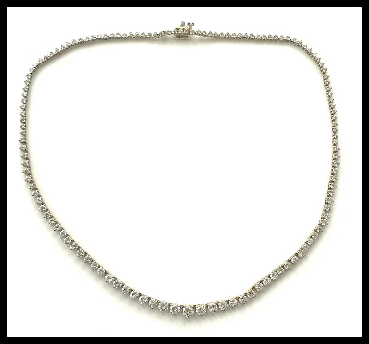 Estate 8.50 Carat Diamond 14k Yellow Gold Tennis Necklace - 3
