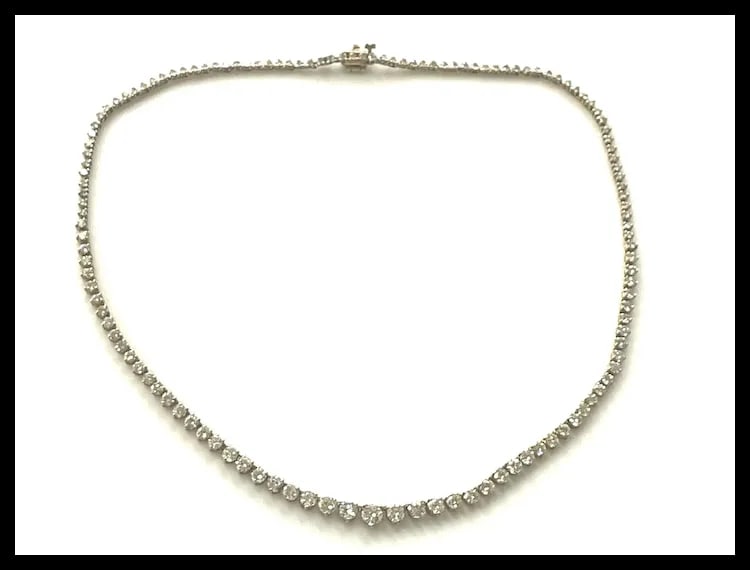 Estate 8.50 Carat Diamond 14k Yellow Gold Tennis Necklace - 4