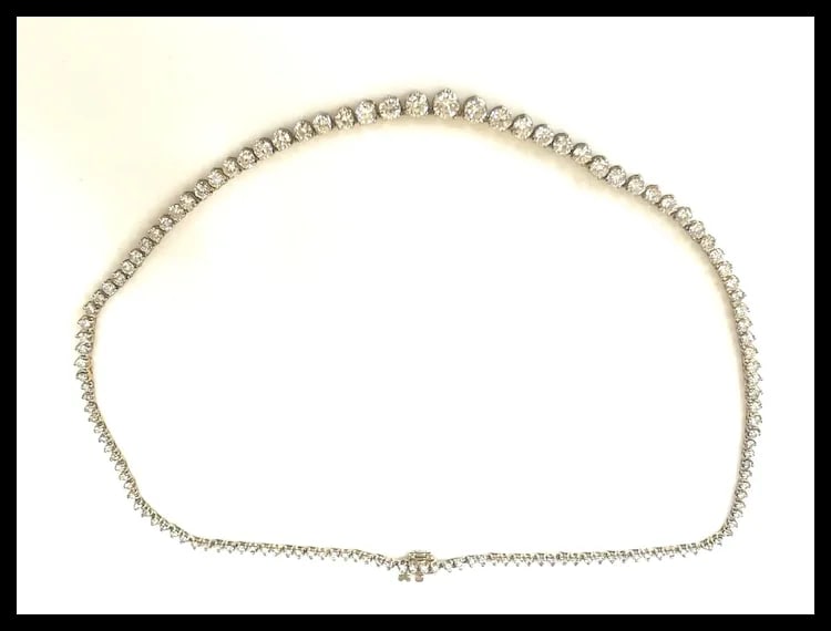 Estate 8.50 Carat Diamond 14k Yellow Gold Tennis Necklace - 5