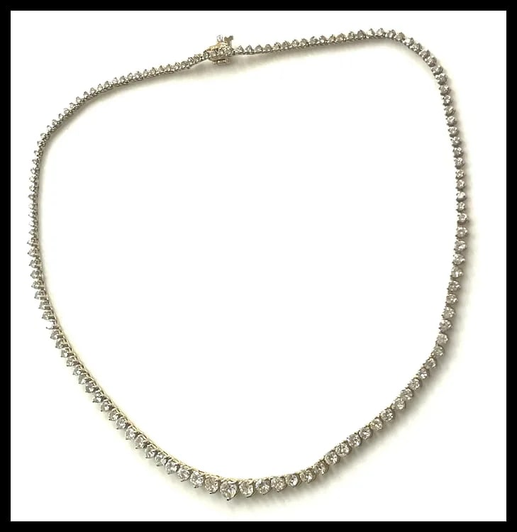 Estate 8.50 Carat Diamond 14k Yellow Gold Tennis Necklace - 6